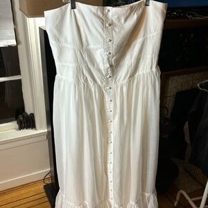 Mare x Anthropologie NWOT Island Flounced white strapless maxi dress size XL